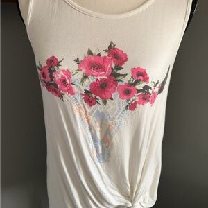 NWOT western cream color Floral Print Women's Tank sz M by Fringe.